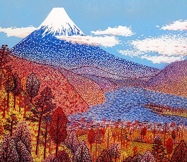 山下清】絵画 富士山 リトグラフ 193／300 額縁付 山下清 日本平の富士