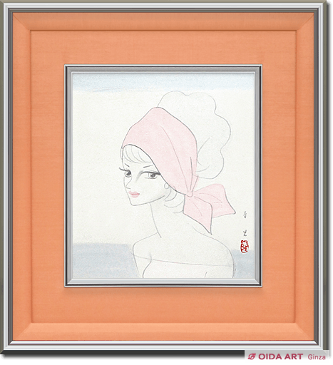 M○希少 東郷青児 【婦人像】 水彩5号 共箱鑑定書付 M○