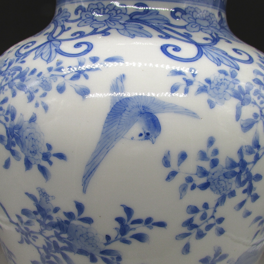 瀬戸焼 加藤紋右衛門 染付花鳥文花瓶 - 敬誠アート [ 公式 ]