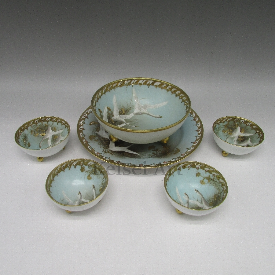 オールドノリタケのナッツボール・セット オールドノリタケ 3つ足