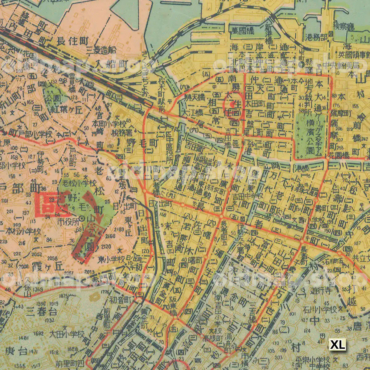 最新 横浜市街図 昭和24年(1949) – 古地図 – 古地図素材データの