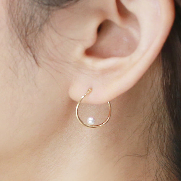 K18/Pt「アコヤパール パメラ フープ」ピアス｜【オレフィーチェ】Orefice