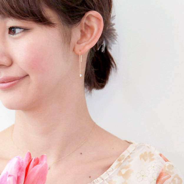 K18/Pt「0.2ctレインドロップ」ピアス｜【オレフィーチェ】Orefice