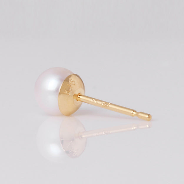 ゴールデンパールあこやダブルパールデザイン スタッドk18ピアス