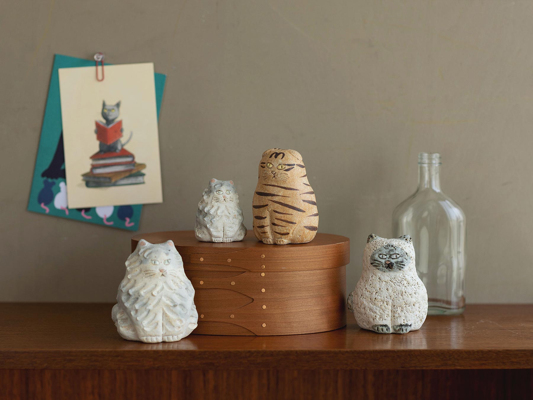 幸生窯 猫3匹 置物 幸生窯 陶のオブジェ／猫｜オブジェ・ぬいぐるみ