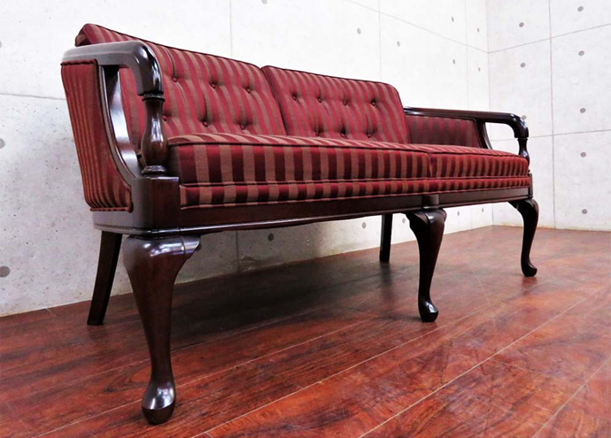 Maruni赤いクッション付き木製ベンチ