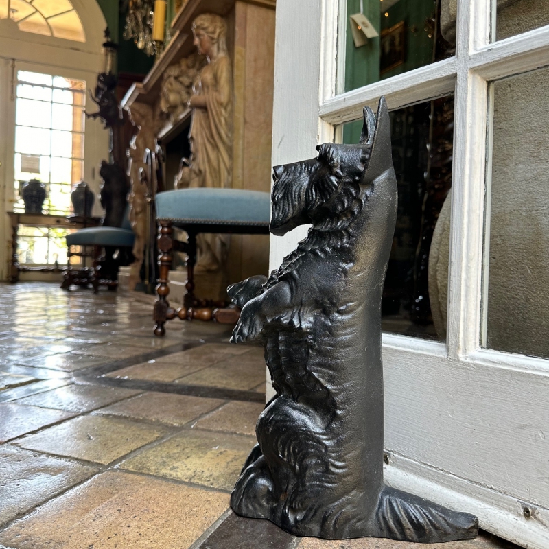 Black Dog Cast Iron Hand Painted Door Stop Decorative object house