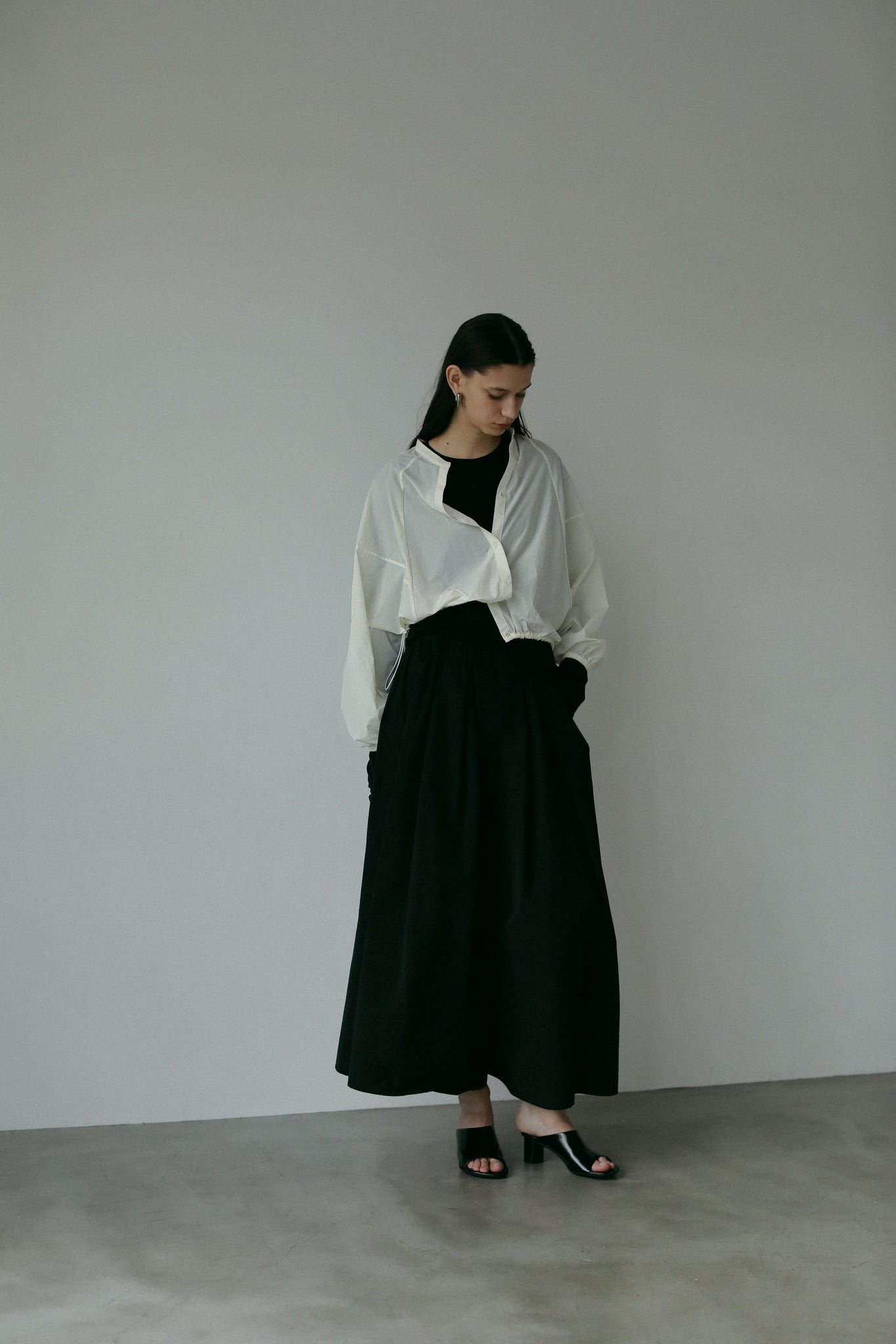 ローヘンlohen ハイカウントグログランスカートパンツ黒