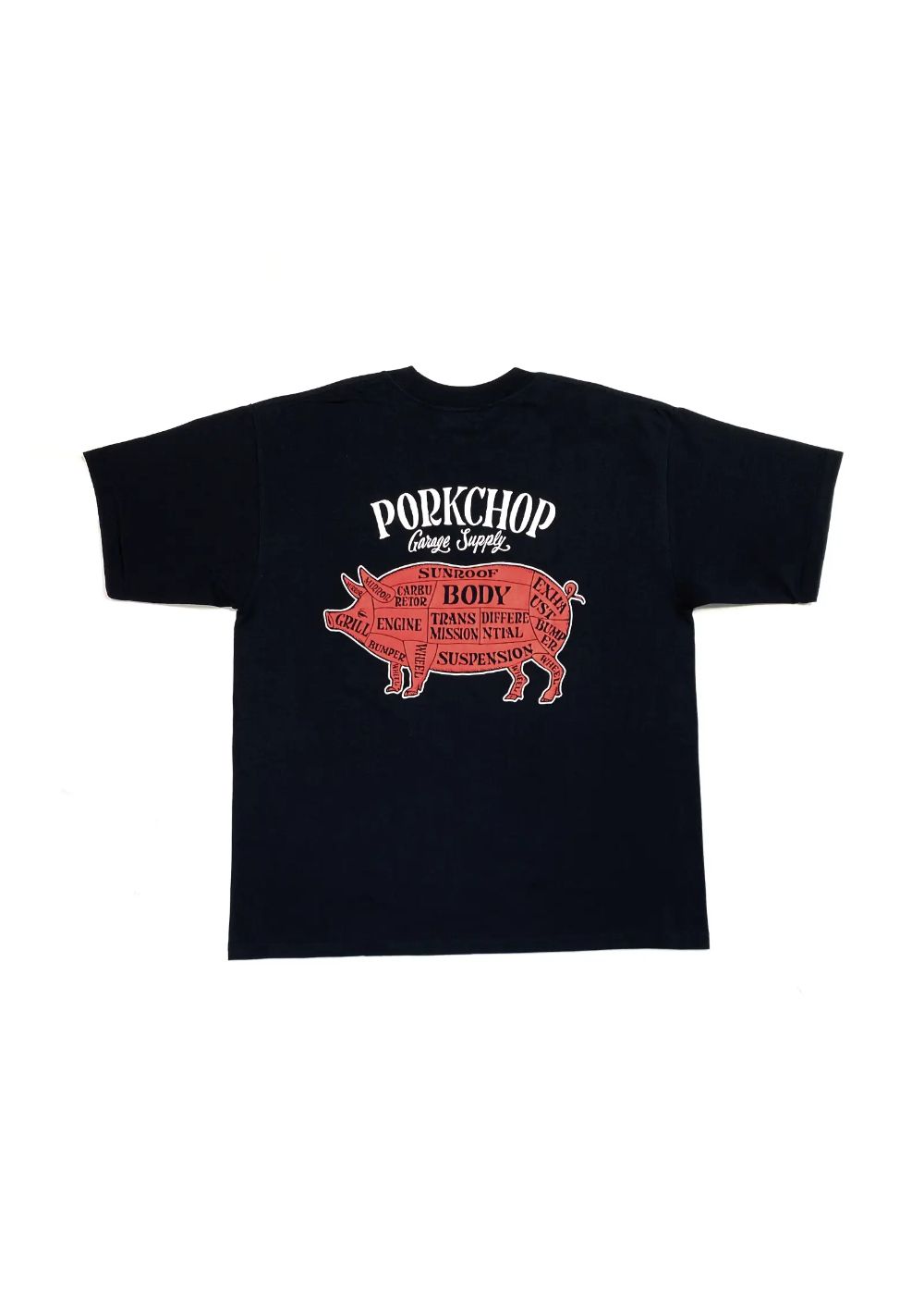 PORKCHOP GARAGE SUPPLY - PORK BACK TEE (BLACK) / ポークバック ロゴ