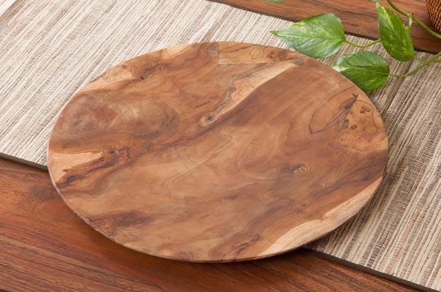 チークラウンドトレー / 35cm【49716】 /アジアン雑貨・バリ雑貨