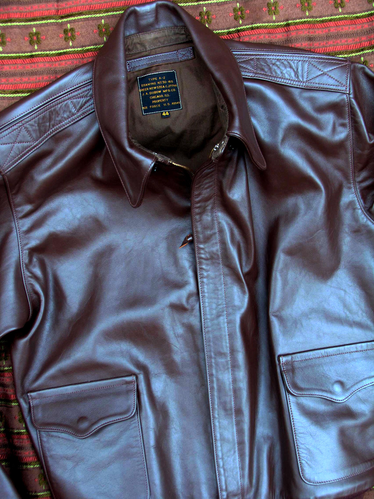 A-2 horsehide leather flight jacket J.A. Dubow, Army Air Forces