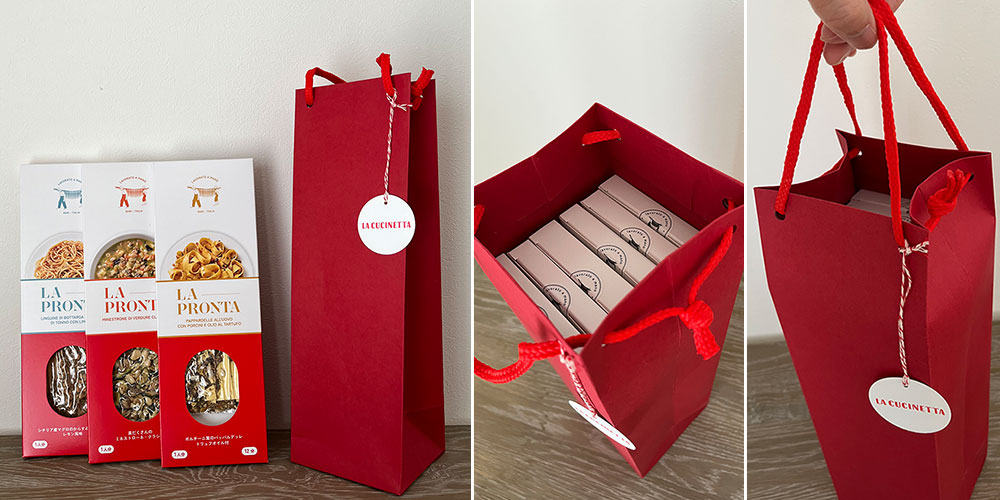 ラ・クチネッタ タグ付き 手提げ紙袋 （500ml用） ｜ カーサ・モリミ
