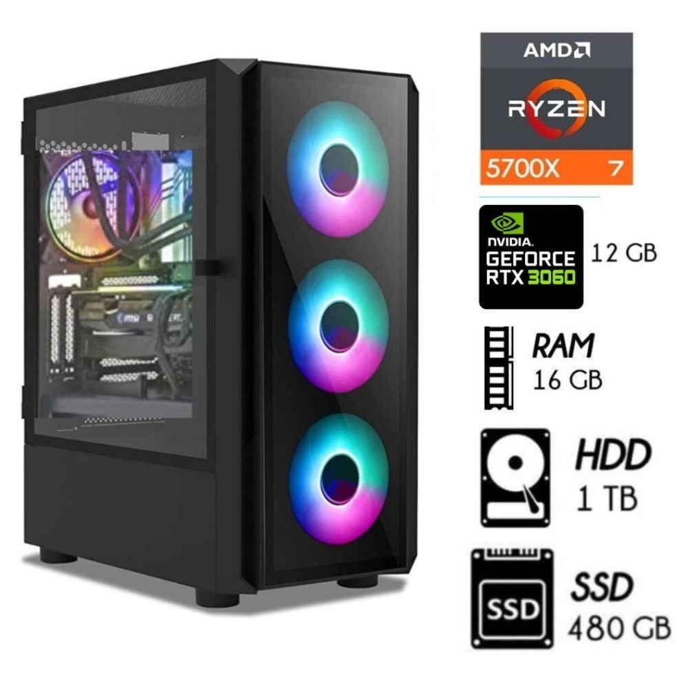 ゲーミングPC Ryzen7 5700 RTX3060 SSD 1TD 美品