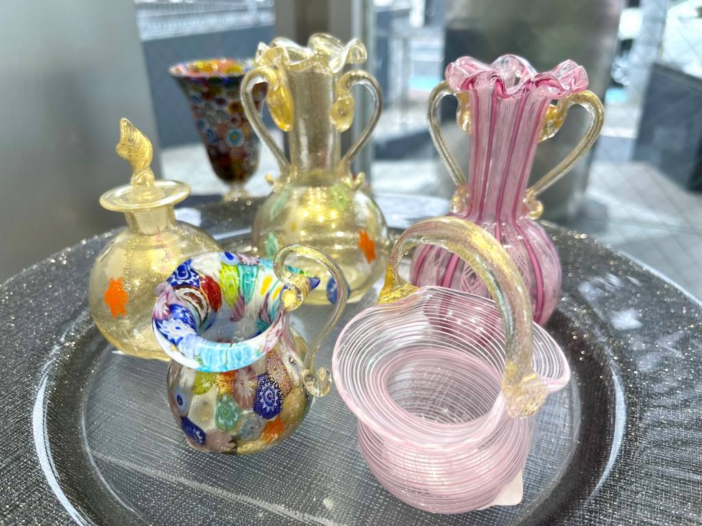 MURANO GLASS 蓋物 イエロー ミルフィオリ お碗 MURANO GLASS 蓋物