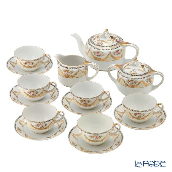 美品】 オールドノリタケ 21．9㎝ 黒雷鳥紋金盛り皿 ライチョウ 雉