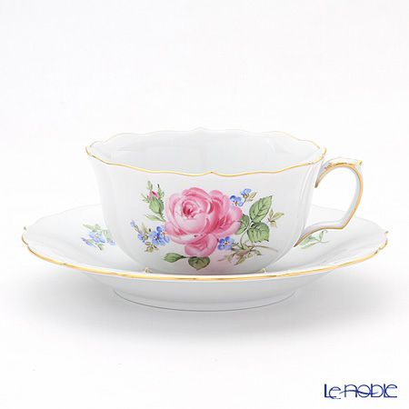 マイセンMEISSEN ピンクローズ/忘れな草プラーク陶板画