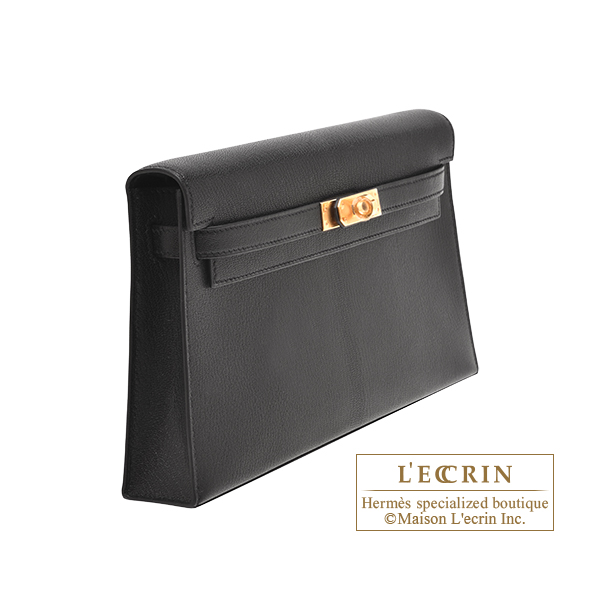 エルメス ケリーエラン/外縫い ブラック シェブルシャムキラ ゴールド