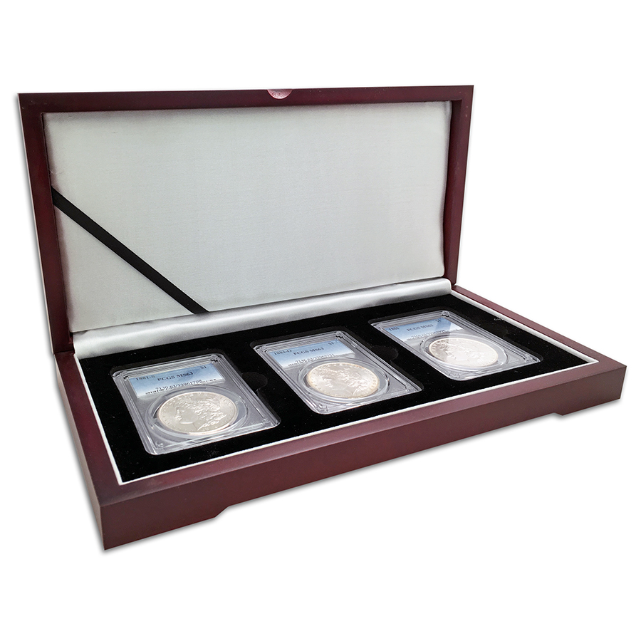 1878-1921 Morgan Silver Dollars 3-Coin Mintmark Set (S, P, O) PCGS
