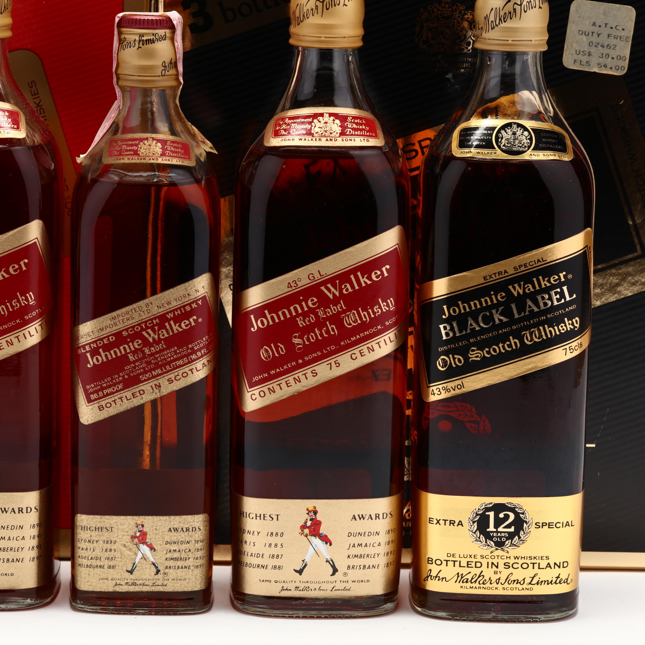 Johnnie Walker Blended Scotch Whisky, Red & Black Labels (Lot 3090