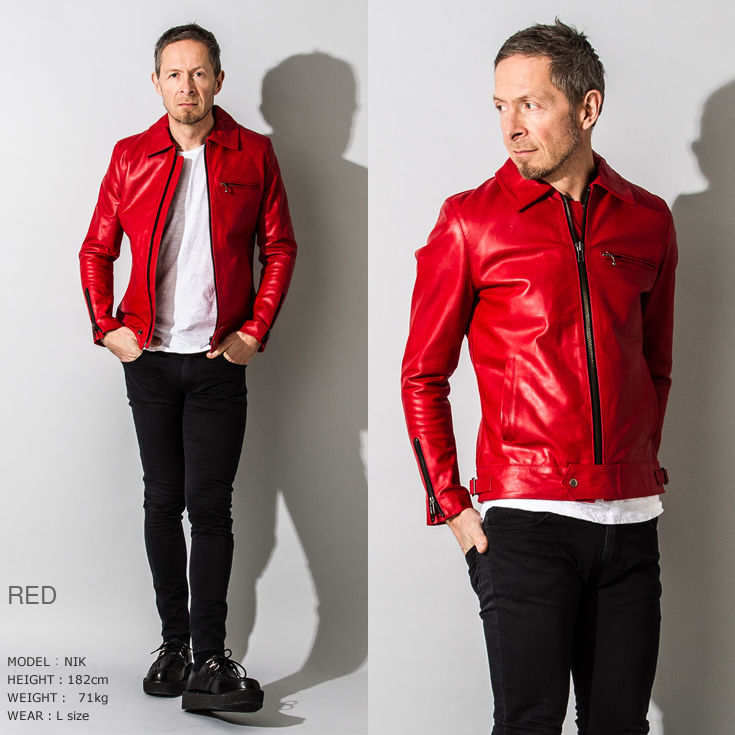 Liugoo Leathers 本革 UK襟付きシングルライダースジャケット メンズ