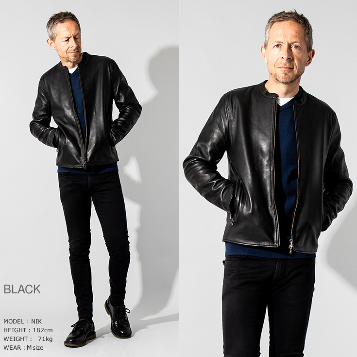 LIUGOO 本革 シングルライダースジャケット メンズ リューグー SRS12B