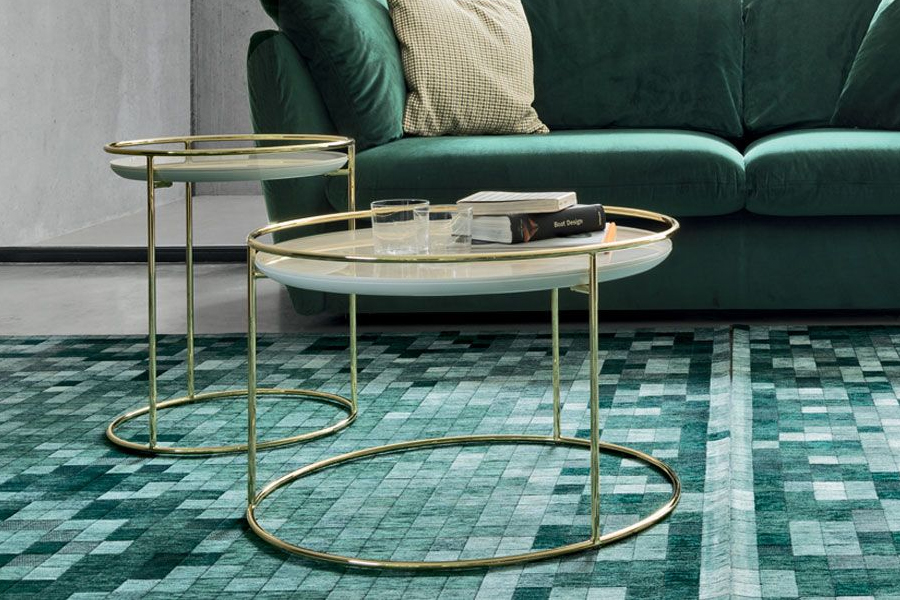 取付無料！カリガリス風おしゃれモダンインテリア 円形ガラスサイド