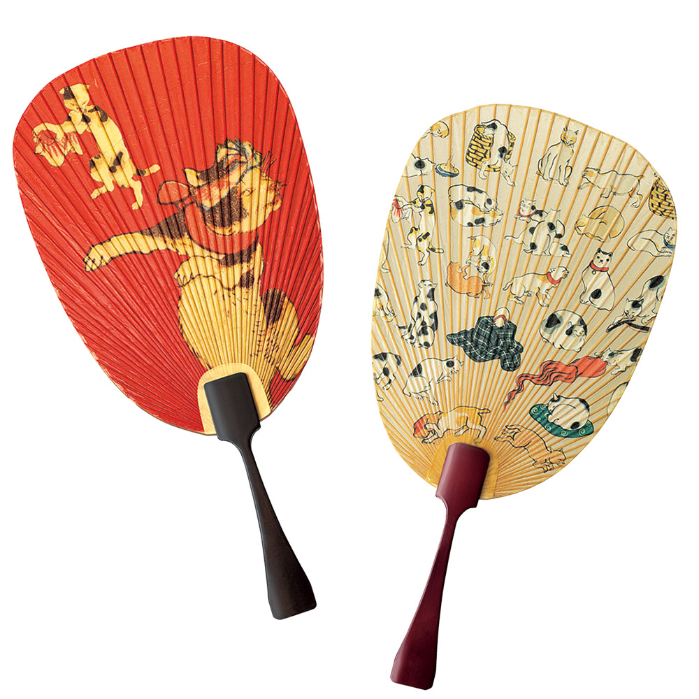 安藤商店 美濃和紙の水うちわ／国芳の猫（2本組） | ライトアップ