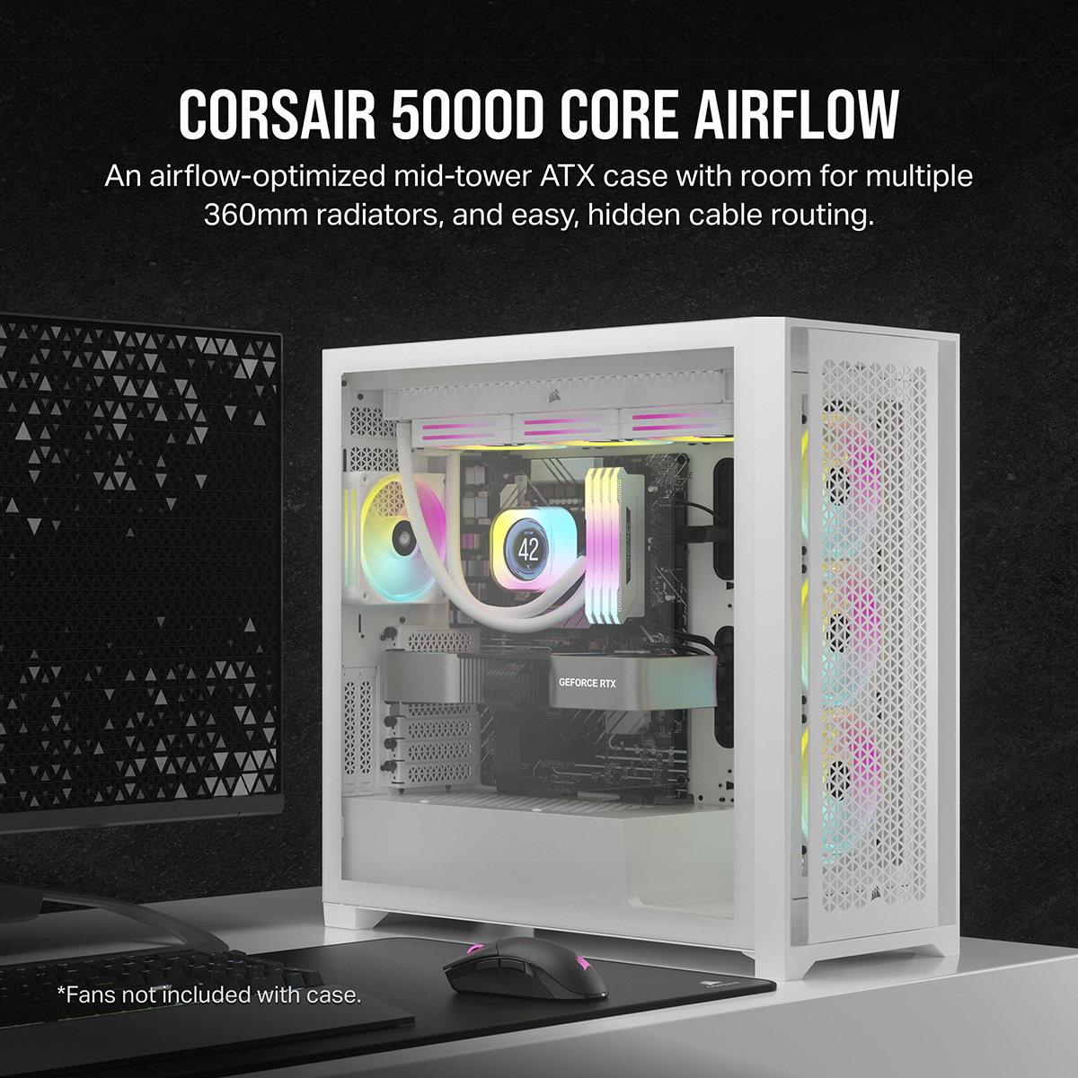 Corsair 5000D Airflow強化ガラスPCケースARGBファン付き CORSAIR