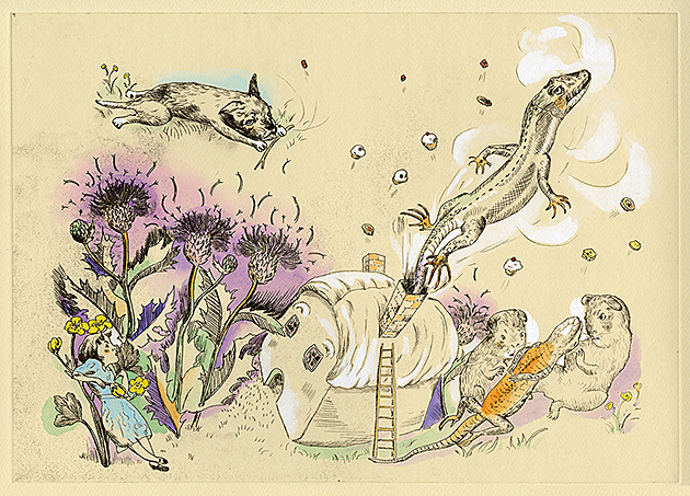 山本容子 版画「象の長鼻は臆病な探検家」1988 山本容子 版画「象の長