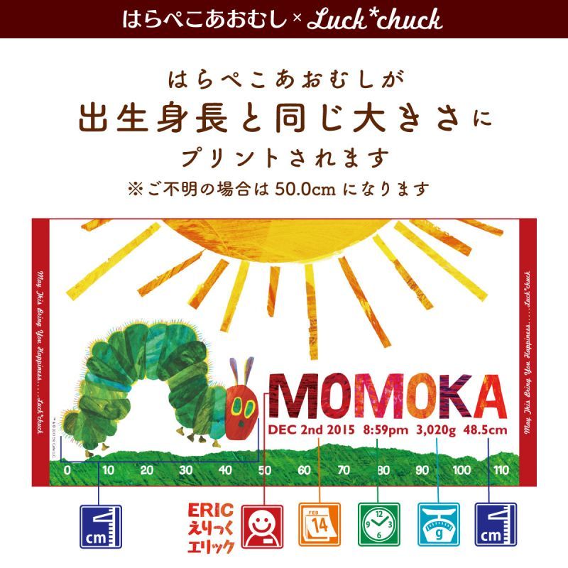 女の子向け 喜ばれる出産祝いに はらぺこあおむし｜名入れバースタオル
