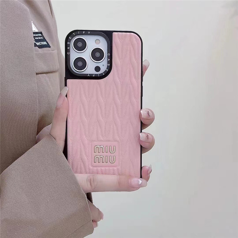 miu miu ピンク iPhoneケース 新品 miumiu(ミュウミュウ) iPhone15Pro