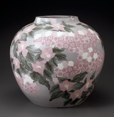 美しい古美術◾️蔵から見事な梅の木が描かれた釉薬どろどろね花瓶、壺