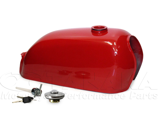 松本]HONDAエイプタイプD バイクタンク 黒 赤 キャップ鍵付き 松本