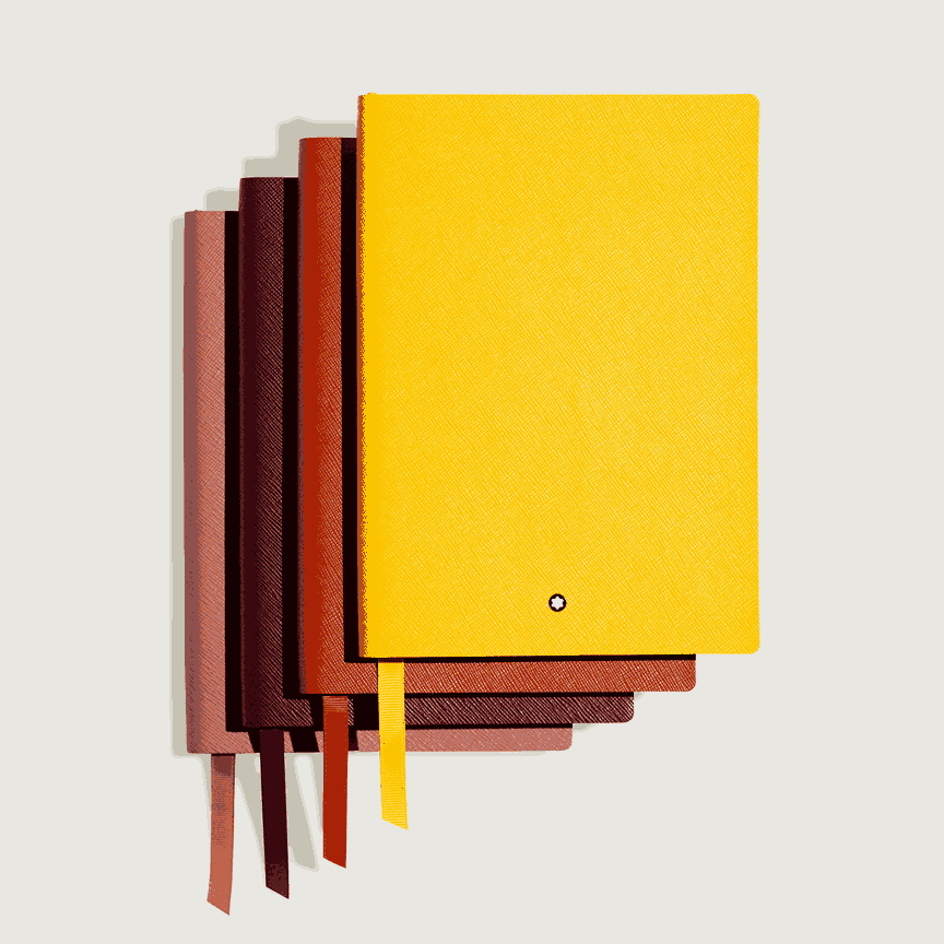 Medium Notebook in Croco-Embossed Leather, Lined Pages - Black