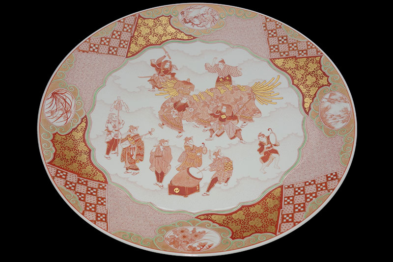 九谷焼 赤絵皿 武山窯 福島武山 九谷焼 赤絵皿 武山窯 福島武山 美術品