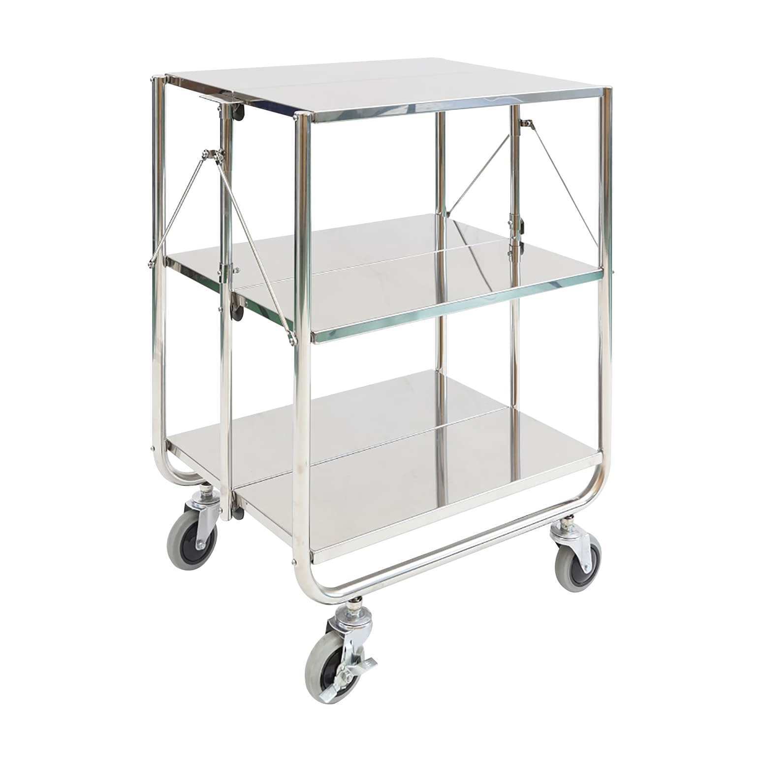 折りたたみワゴン(3段) ステンレスカート 24-4223-00 金沢車輛 SG-53-3