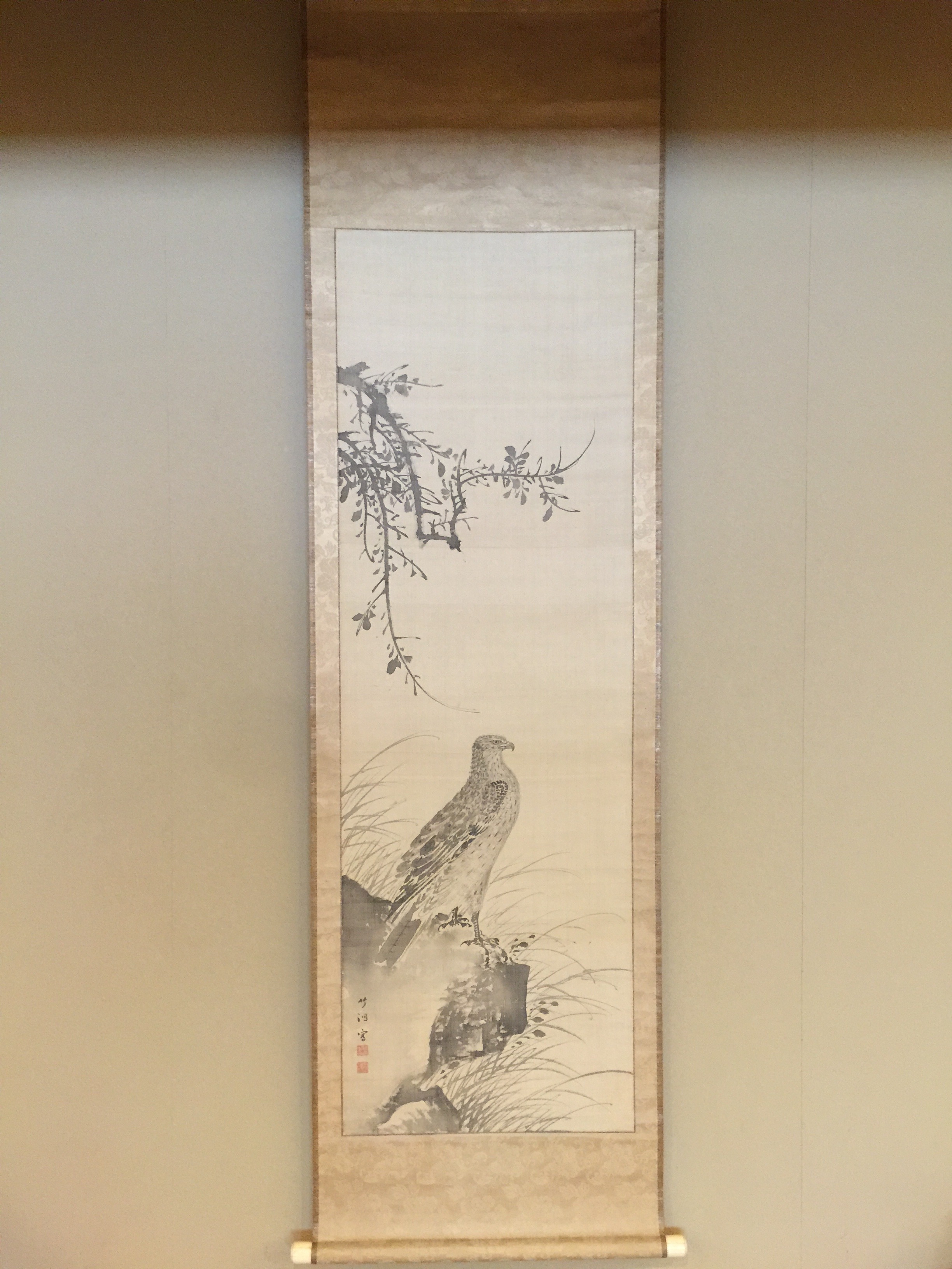 中林竹洞 岩上鷹図｜古美術・掛け軸の販売・買取・鑑定-松本松栄堂