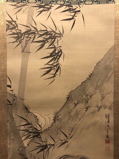 美品 掛け軸2本 坂元雪埜作 塔図 、宮本昌雄作 山茶花図