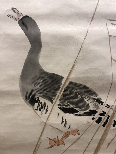 芦雁図】喜田華堂 2616 蘆に雁 掛け軸 肉筆 【公式通販】