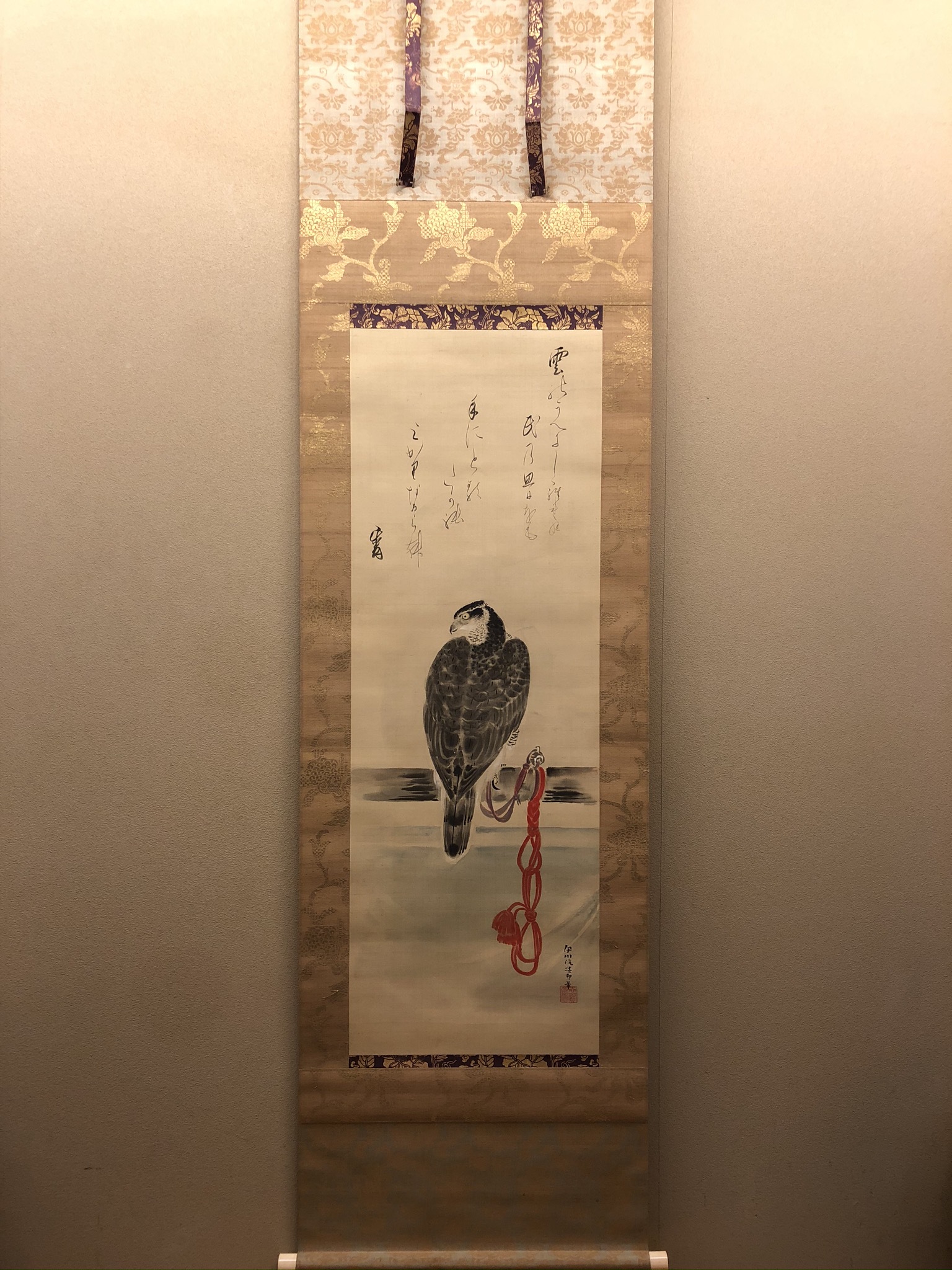 真作/狩野伊川院/達磨大師図/絹表装/桐極箱付/布袋屋掛軸HI-233 真作