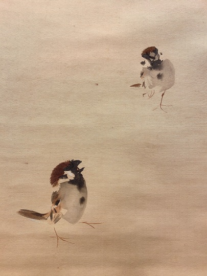 掛け軸【模写】 竹内栖鳳筆 竹に雀