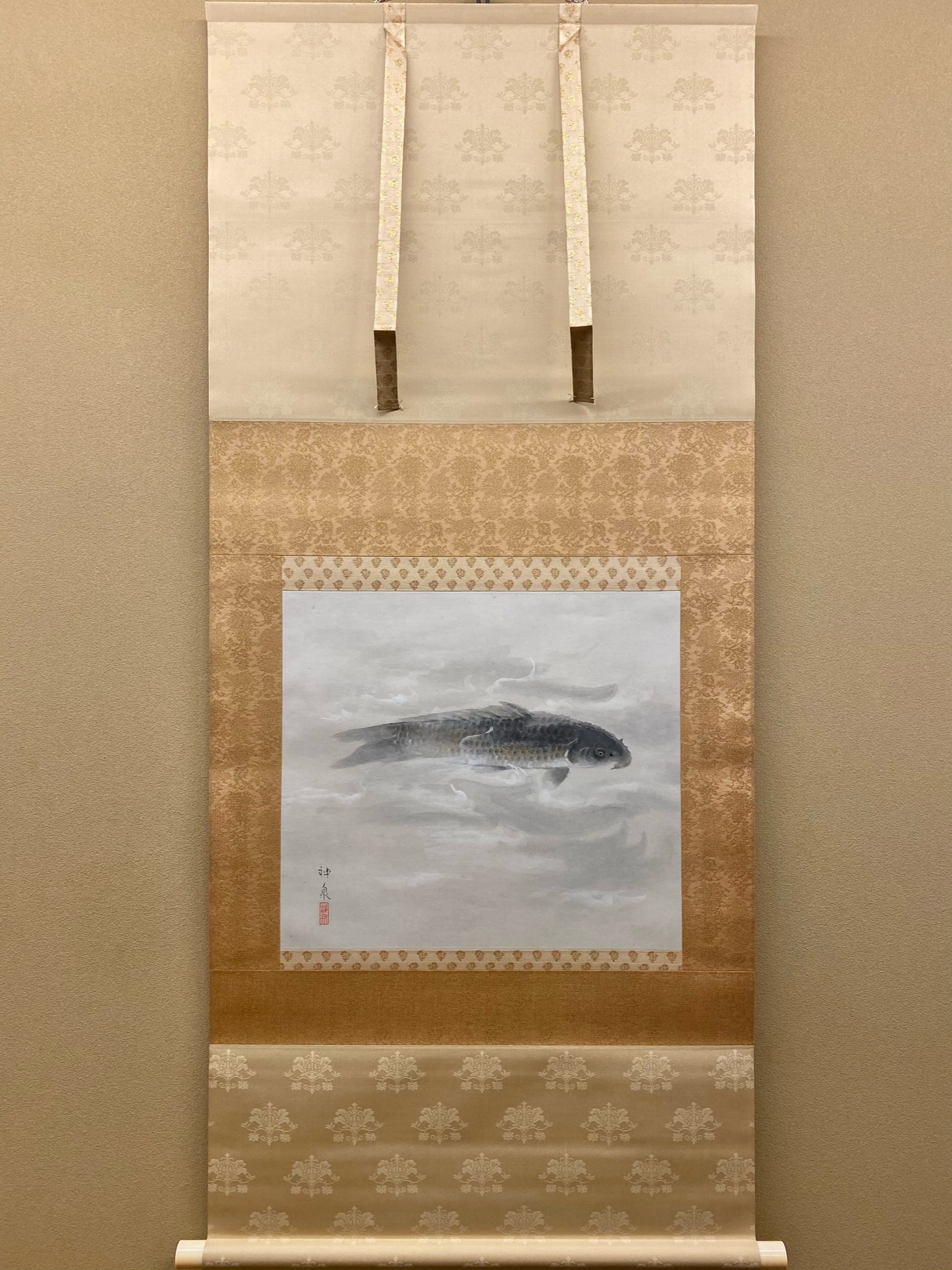 雅泉 鯉① 日本画 掛け軸 雅泉 鯉① 日本画 掛け軸 雅泉作 鯉 掛け軸