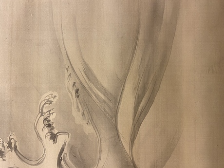 ぽん掛け軸 酒井抱一 三日月千鳥 絹本 名品 複製 希少軸装茶道具掛軸美