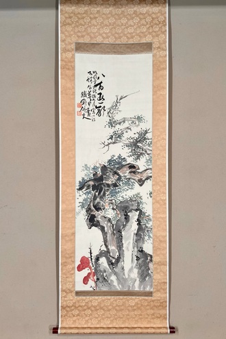 平野勝 日本画 夏 フヨウの絵 額付き 平野勝 日本画 夏 フヨウ