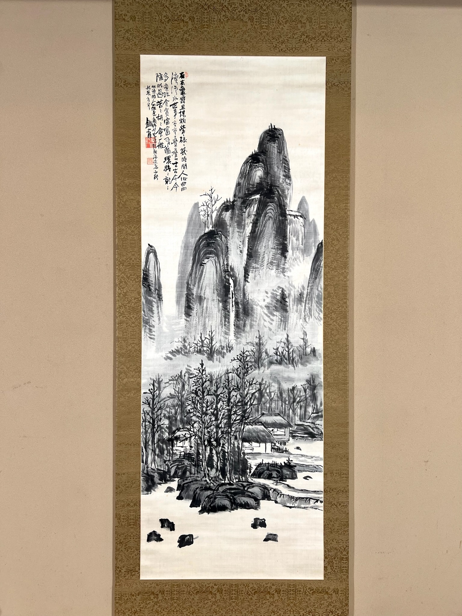 美品 1419 富岡鉄斎「詩経天保九如章 図」 絹本 日本画 美品