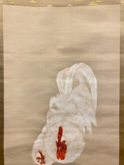 渡辺省亭 諫鼓鶏之図｜古美術・掛け軸の販売・買取・鑑定-松本松栄堂