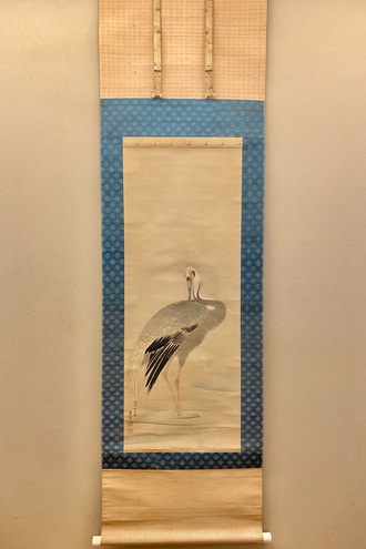 江戸時代 森徹山 真筆 水中鴨 掛軸 共箱付 茶掛 索丸山応挙 江戸時代