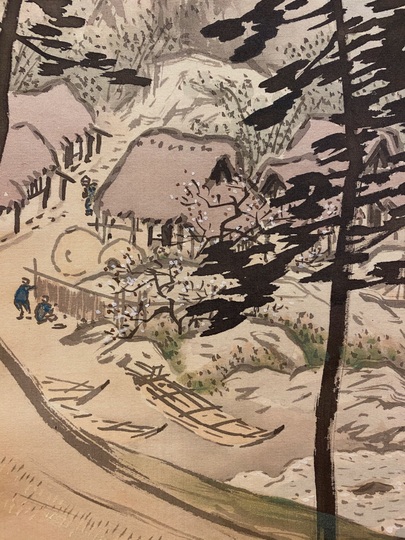 川端龍子／文化勲章受章作家「雪神路」風景画 掛軸 絹本 共箱