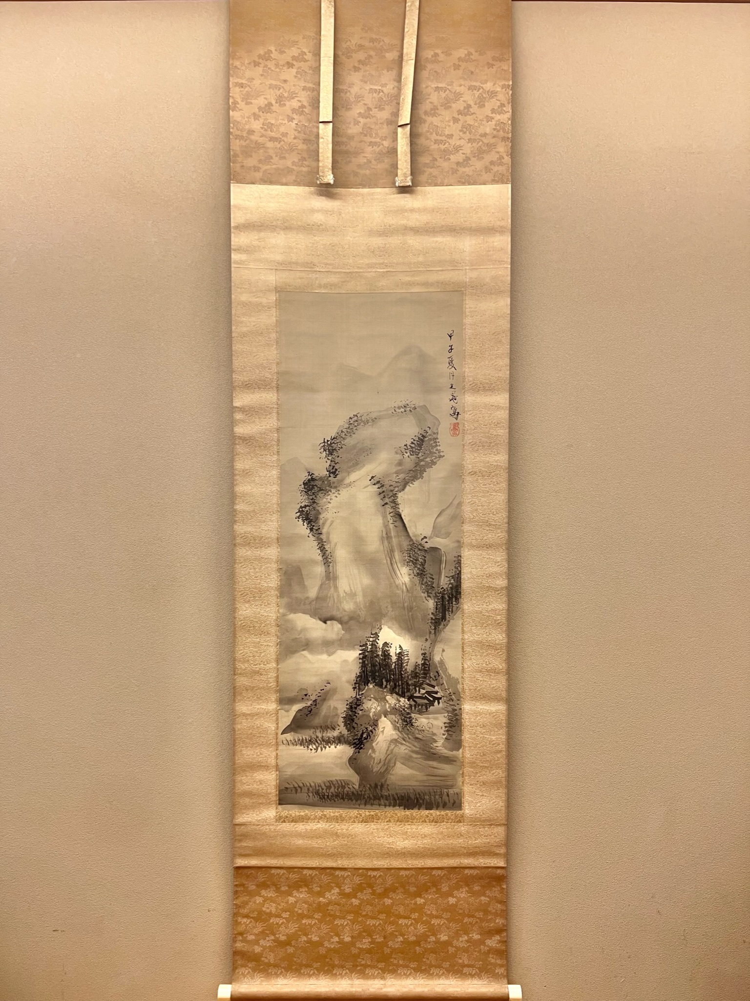 掛軸 古画 墨江武禅 山水人物図 C 7545A 【公式通販】