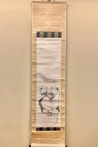 模写】池大雅/寿老人図/人物図/掛軸/名家伝来/AD-678 模写】池大雅